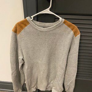 J Crew gray sweater with shoulder patches